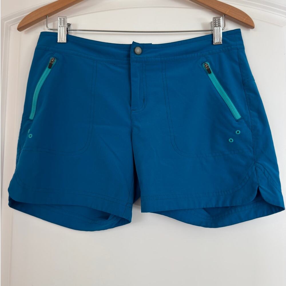 Title Nine Rogue Shorts Blue Teal Zip Pockets Hiking Swim Board Shorts - 4